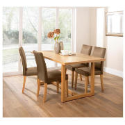 Table oak & 4 Lucca oak & chocolate faux