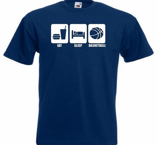 Loopyparrot Eat sleep basketball T-shirt 392 - Navy - Large