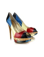 Loriblu Rainbow Leather Peep-toe Pump Shoes