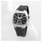 Lorus mens black dial chrono black resin strap