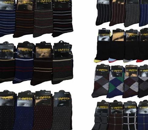 Louise23 Mens 12pairs Designer Cotton Blend Pattern Dress Design Formal Suit Office Socks 6-11 Vertical Stripe