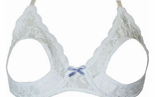 LoveFifi Womens Portrait Open Tip Bra - 36 - White