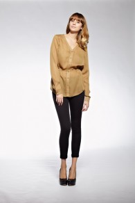 Label Pleat Cape Blouse