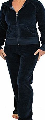 Love Lola Womens Velour Tracksuits Ladies Full Luxury Lounge Suits Hoodys Joggers Heart Designer Inspired Plus Sizes ( 16-18 / X-Large, Black )