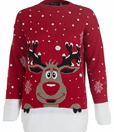 Love My Fashions Kids Girls Boys Smiling Reindeer Christmas Jumper