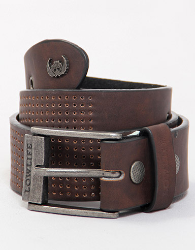 Lowlife Punched Belt - Dark Brown