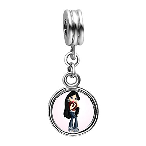 LoyalLove  Bratz cat fashion girl photo flower dangle charm beads