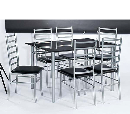 Norwich Rectangular Dining Set with Black Glass