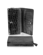 Luana Hares Croco Black Stamped Continental Wallet