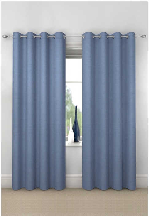 Blue Blackout Eyelet Curtains