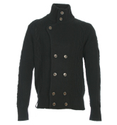 Elton Black Double Breasted Cardigan