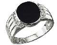 9-carat white gold onyx and diamond ring