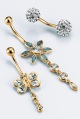 LXDirect blue topaz and cubic zirconia drop flower bodybar