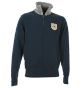 Lyle and Scott Navy 1/4 Roll Neck Sweatshirt