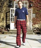 Lyle & Scott Stromberg Golf Rio Mar Red/Navy Check Trouser 32` / Length: Long 33