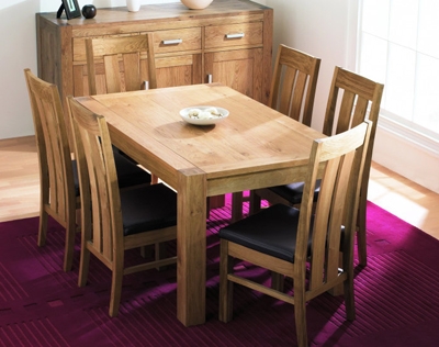 Oak Dining Table 150cm and 6 Slatted Back