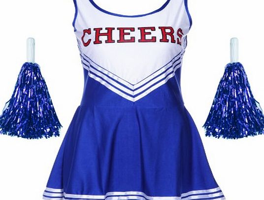 maboobie VARSITY COLLEGE SPORTS CHEERLEADER HIGH SCHOOL GIRL MUSICAL UNIFORM FANCY DRESS COSTUME OUTFIT W/ POM POMS uk 4 6 8 10 12 14 16 18 FREE POSTAGE PURPLE