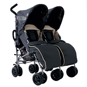 Maclaren Twin Traveller Pushchair- Charcoal/Tan