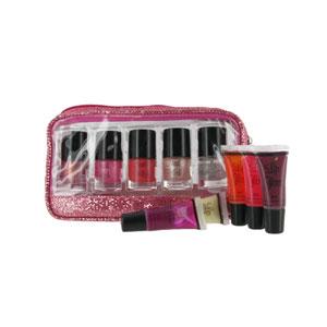 Lip and Nail Set In Pink Zip Bag