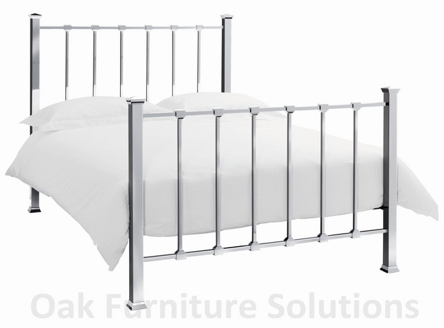 Shiny Nickel Bedstead - 135cm - Double &