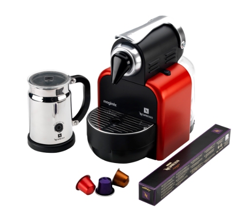 Magimix Glam Red M100 Automatic Nespresso   Aeroccino