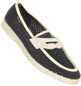 Eugenio Rejilla Navy and White Woven