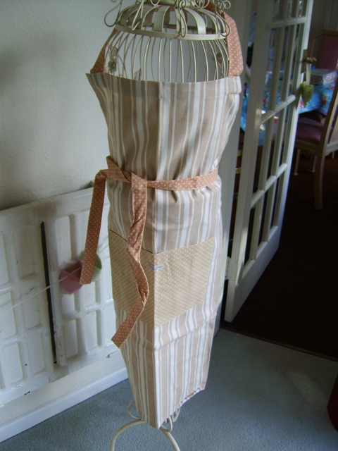 Cotton Apron Full length Cream or Blue stripes