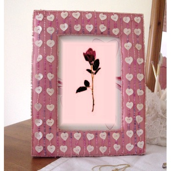 Maison Blue Heart Button Frame - Portrait