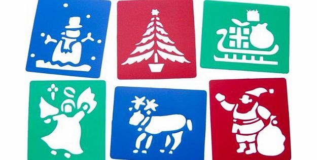 Major Brushes 6 Washable Plastic Christmas Stencils