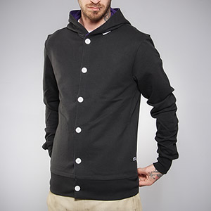 Button Up Hoody - Black/Purple