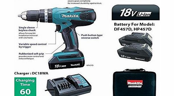 Makita  18V CORDLESS COMBI DRILL SET with FREE MAKITA 11 PIECE MAGNETIC BIT SET