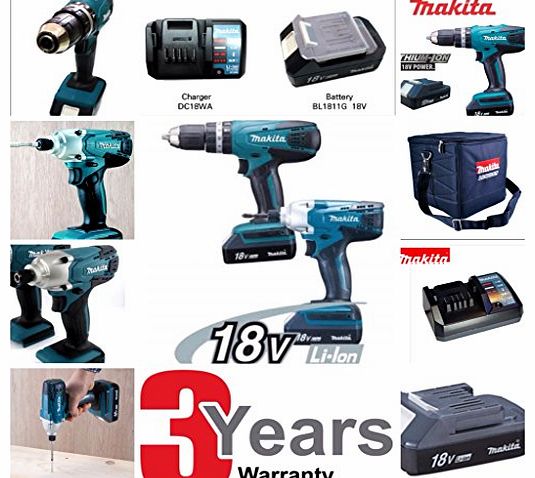 Makita  18V CORDLESS LI-ION TWIN PACK COMPLETE KIT X2 BATTERIES 