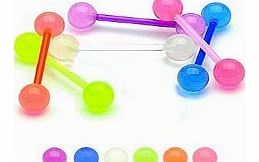 MAKS Set Of 7 Bioflex Mix Colours Ball Tongue Bars/Nipple Bars Tongue Studs - 14G 16 x 1.6MM Body Jewellery - Body Bars