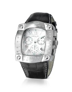 Makuti Taj-Me - Men` Black Leather Croco Strap Chronograph Watch