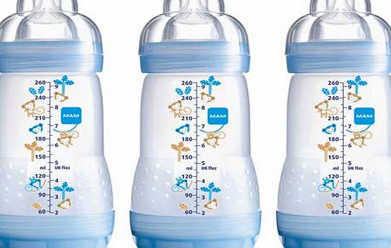 MAM 260ml Anti Colic Bottle 3 Pack - Blue