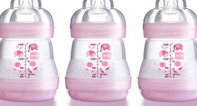 MAM Anti-Colic 160ml Bottle 3 Pack - Pink