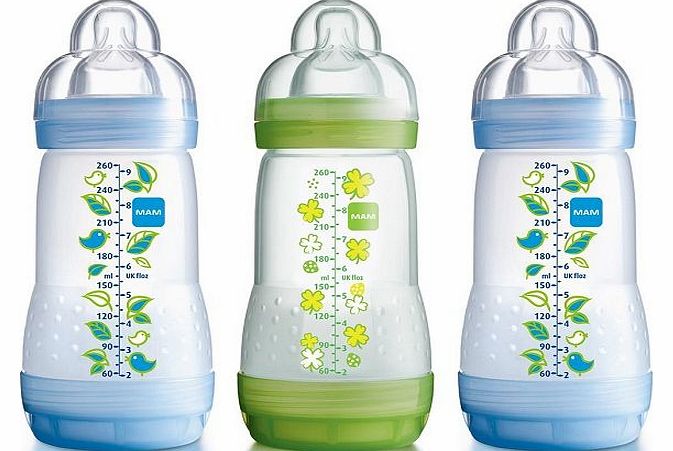 MAM Anti Colic Bottle 3 Pack 260ml Blue