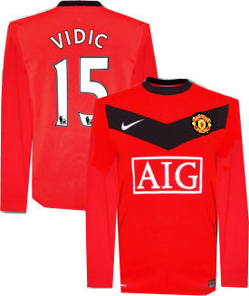 Nike 09-10 Man Utd L/S home (Vidic 15)