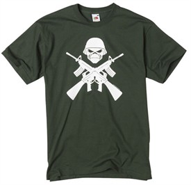 Mens Iron Maiden Crossed Guns T-Shirt Olive