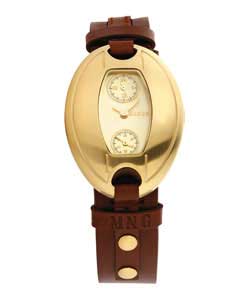 Ladies Quartz Brown Strap Chronograph