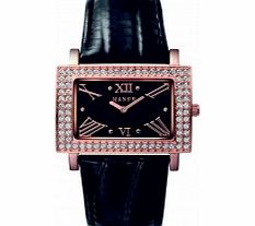 Mango Ladies Samba Black Dial Leather Strap Watch