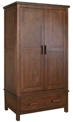 Dark Oak Double Wardrobe with Drawer