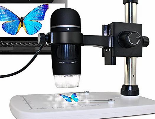 MAOZUA 5MP 20x-300x Magnifier USB Microscope 5MP with Professional Base Stand for Windows, Mac, Vista with 8 LED Lights