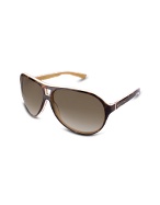 Signature Two-tone Aviator Plastic Sunglasses