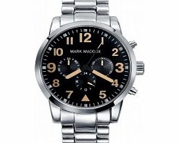 Mark Maddox Mens Aviator Look Chronograph Silver