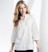 Self Stripe Pintuck 3/4 Sleeve Blouse