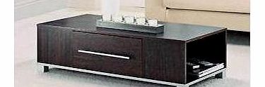 Coffee Table Dark Wood Wenge 1 Drawer Open Ends Marlow