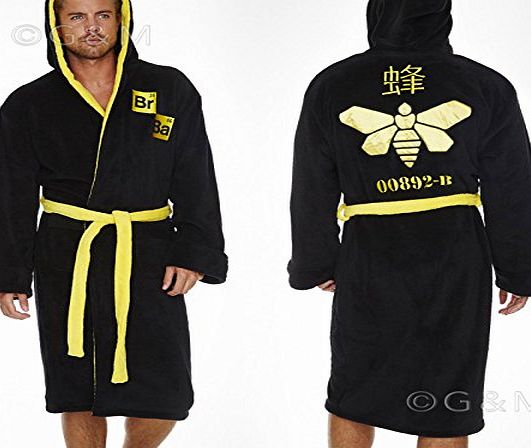 Marvel Mens Character Bath Robe Dressing Gown Hooded Fleece Warm Comic Cartoon Gift (One Size, Breaking Bad (Black))