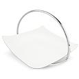 Masini Gong Collection - White Porcelain Square Platter w/Silver Handle