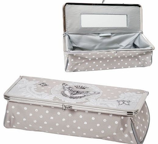 Mathilde M Make-up Pouch / Bag Kisslock ``LE REGNE DES PAPILLONS`` (design The Reign of Butterflies) With Insid